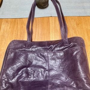 Purple leather laptop briefcase.